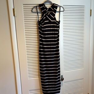 Ted Baker London Striped Black and Cream Sleeveless Dress